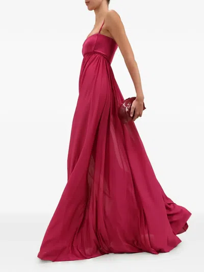 Zimmermann Strapless Gathered Jersey Gown In Red