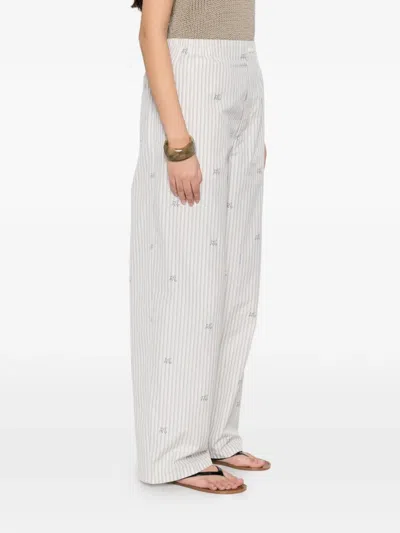 Jacquemus Stripe-pattern Embroidered Trousers In White