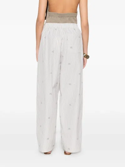 Jacquemus Stripe-pattern Embroidered Trousers In White