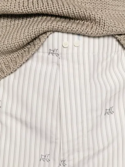 Jacquemus Stripe-pattern Embroidered Trousers In White