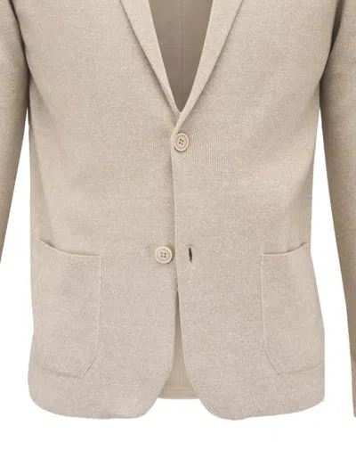 Peter Millar Notched Lapels Patch Pockets Blazer In Neutral