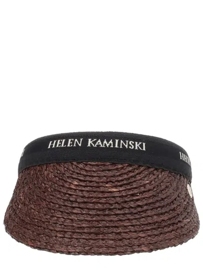 Helen Kaminski Woven Open Top Visor Hat Accessory In Brown