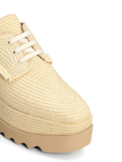 Stella Mccartney Elyse Woven Raffia Platform Brogues In Neutral