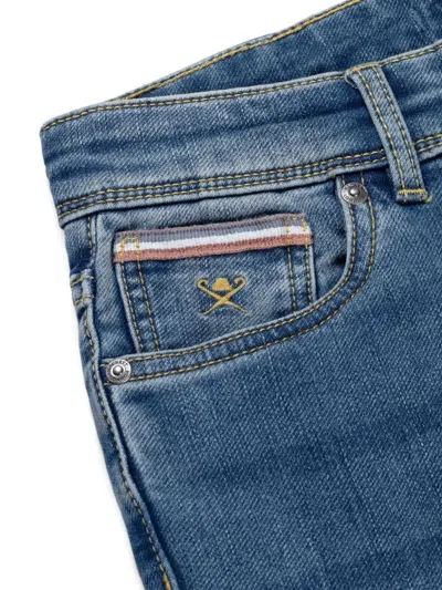 Hackett Logo-embroidered Jeans In Blue