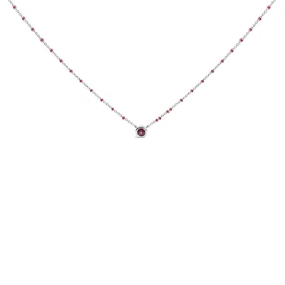 Haus Of Brilliance Sterling Silver Rhodolite Enamel Bead Chain Necklace 18 Inch In White