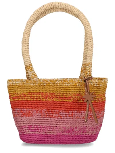 Manebi Medium Panier Gradient Raffia Shoulder Bag In Multi