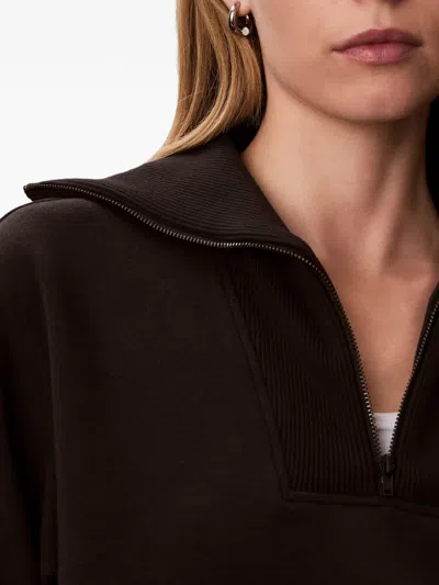 Calvin Klein Oversized Zip-collar Sweatshirt In Black