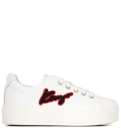 Shop Kenzo Signature Patent Leather Platform Sneakers In White