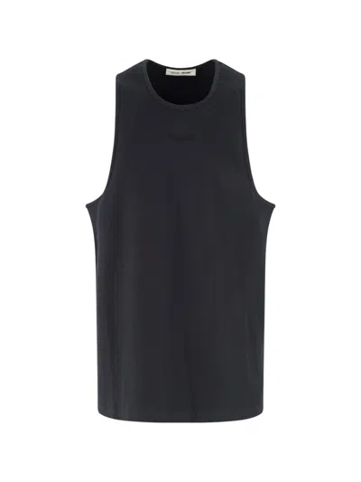 Essentials Gray Signature Essential Tank Top In Black