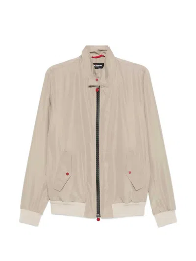 Kiton Bomber Jacket Contrasting Front Zipper In Neutral