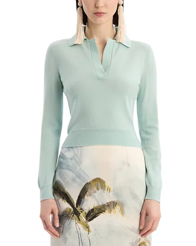 Oscar De La Renta Wool Polo Pullover In Multi