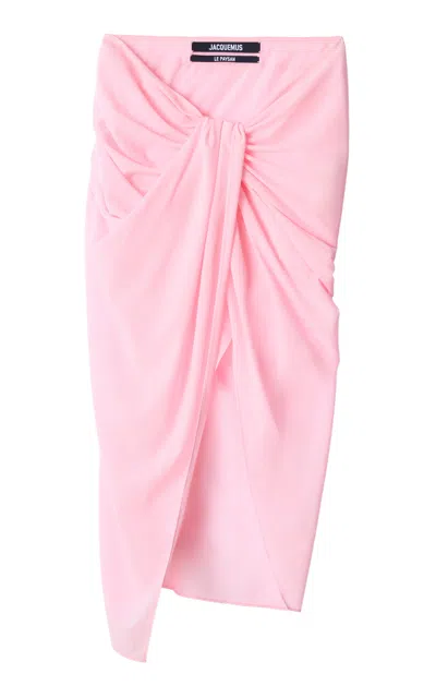 Jacquemus High Waist Draped Asymmetric Ruched Skirt In Pink