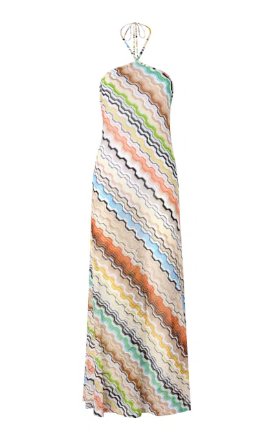 Missoni Patterned Halterneck Maxi Dress In Multi
