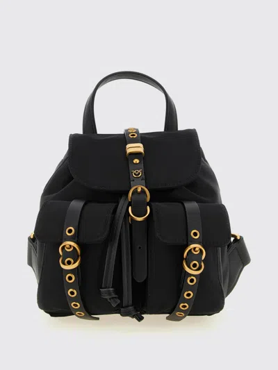 Pinko City Backpack Adjustable Straps Front Pockets Handle In Black