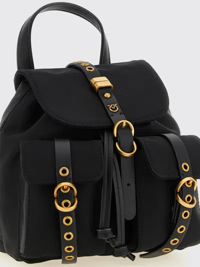 Pinko City Backpack Adjustable Straps Front Pockets Handle In Black