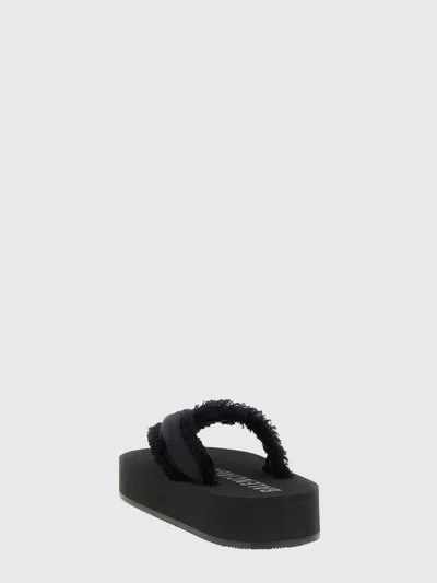 Balenciaga Fringed Strap Logo Embroidered Sandals For Women In Black