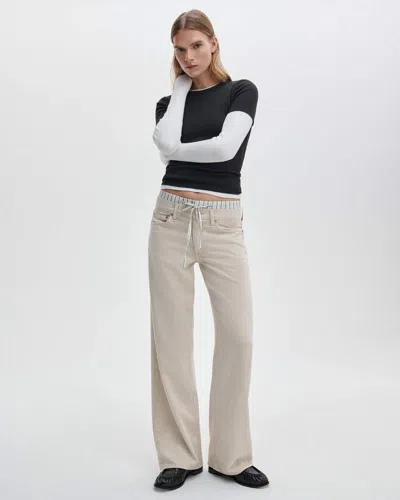 Rag & Bone Featherweight Saige Low Rise Full Boxer Straight Jeans In White