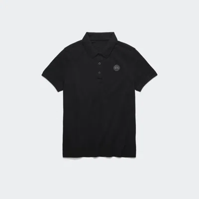 Canada Goose Classic Polo Collar Short Sleeve Top With Tonal Badge In Black