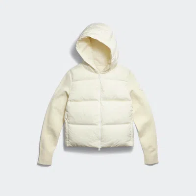 Canada Goose Hybridge Hooded Shell And Wool-blend Jacket In White