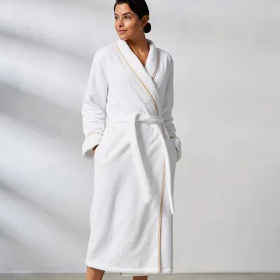 Kassatex Turkish Cotton Piped Robe In White