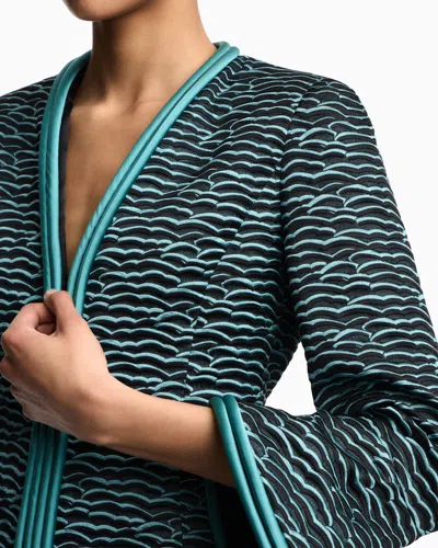 Emporio Armani Blazer Contrast Trim Flared Sleeves Open Front In Multi