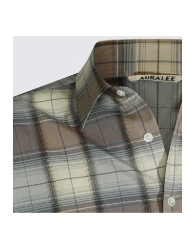 Auralee Check-pattern Shirt In Gray