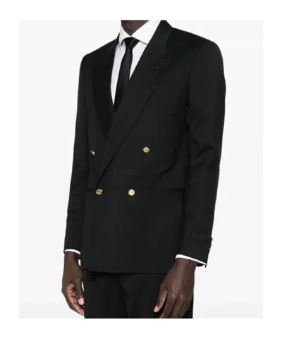 Lardini Double-breasted Blazer In Black