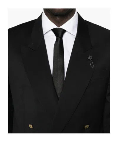 Lardini Double-breasted Blazer In Black