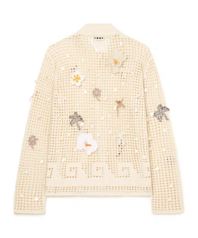 Alanui Open-work Embellished Shirt In Brown