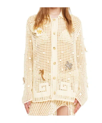 Alanui Open-work Embellished Shirt In Brown