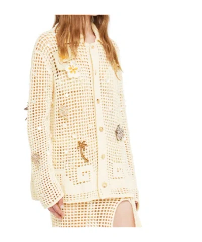 Alanui Open-work Embellished Shirt In Brown
