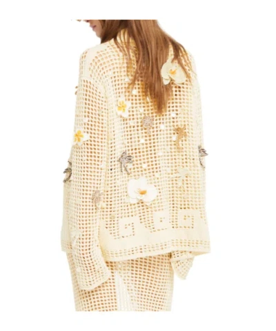 Alanui Open-work Embellished Shirt In Brown