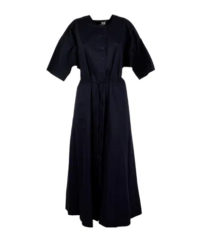 Aspesi Belted Button-front Dress In Blue