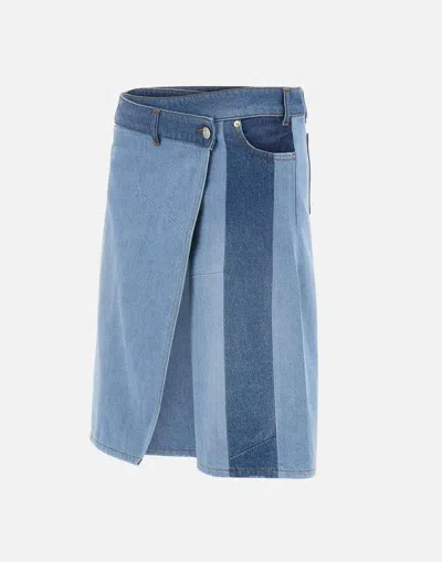 Coperni Patchwork Denim Skirt In Blue