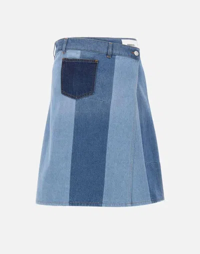Coperni Patchwork Denim Skirt In Blue