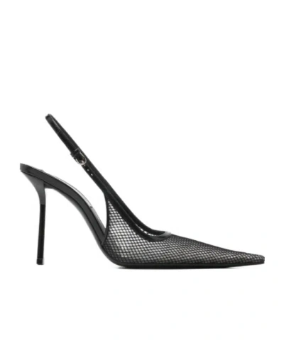 Victoria Beckham Victoria Leather-trimmed Mesh Slingback Pumps In Black