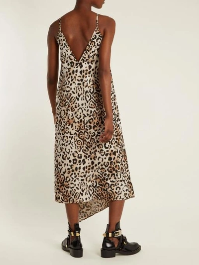 Shop Raey Asymmetric-hem Leopard-print Twill Slip Dress