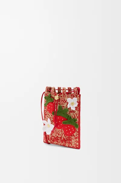 Loewe Strawberry-embellishment Raffia Crossbody Bag In Brown