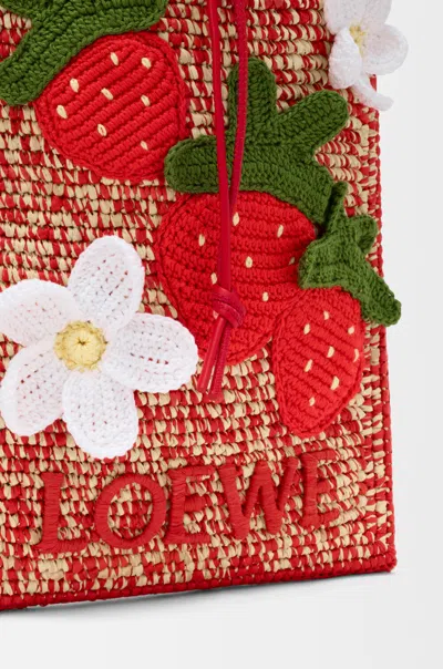 Loewe Strawberry-embellishment Raffia Crossbody Bag In Brown