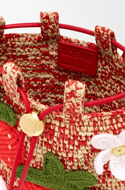Loewe Strawberry-embellishment Raffia Crossbody Bag In Brown