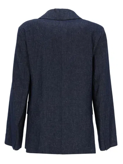 Max Mara Double-breasted Pocketed Jacket In Blue