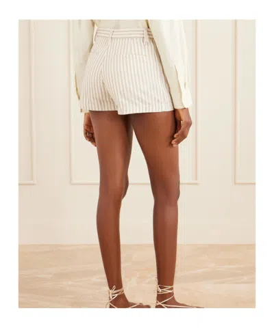 Frame The Cruise Striped Cotton Denim Shorts In Neutral