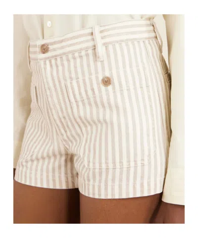 Frame The Cruise Striped Cotton Denim Shorts In Neutral