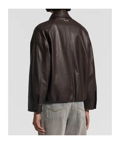 Peserico Leather Jacket In Black