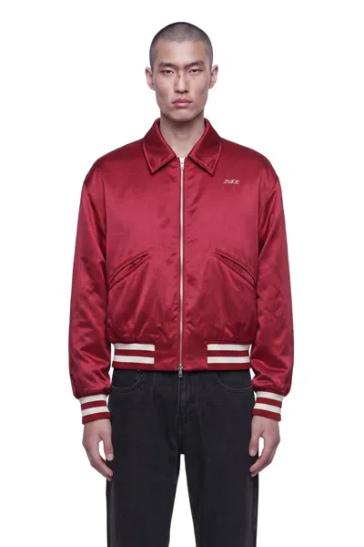 Second / Layer Aces Satin Club Puffer Jackets Red In Burgundy