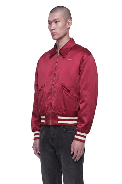 Second / Layer Aces Satin Club Puffer Jackets Red In Burgundy