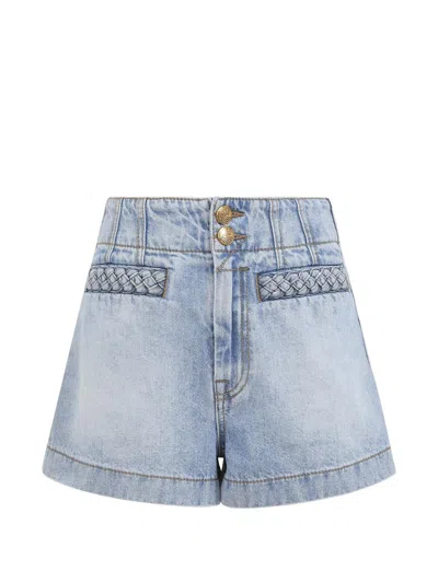 Zimmermann Wanderlust Lightblue Cotton Five-pocket Shorts In Blue