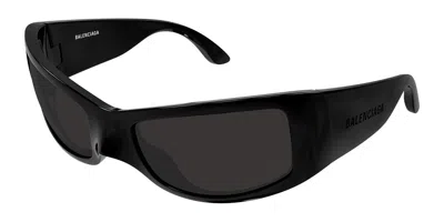 Balenciaga Bb0461s-001 Bioplastic Rectangular Sunglasses In Black