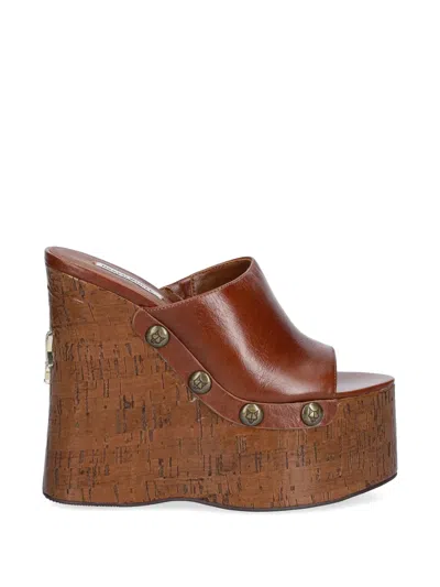 Naked Wolfe Tulip Platform Wedge Slide Sandal In Brown