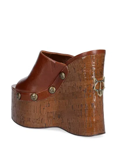 Naked Wolfe Tulip Platform Wedge Slide Sandal In Brown